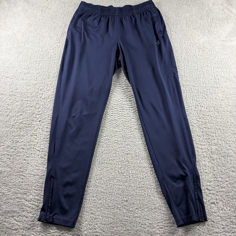 Under Armour Pants Fitted Joggers Mens Medium Navy Blue Tapered Zip Ankle